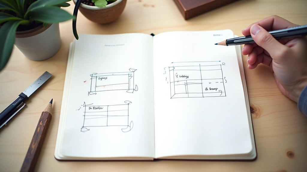 Wireframe showing spacing and padding measurements on UI components and layout grids