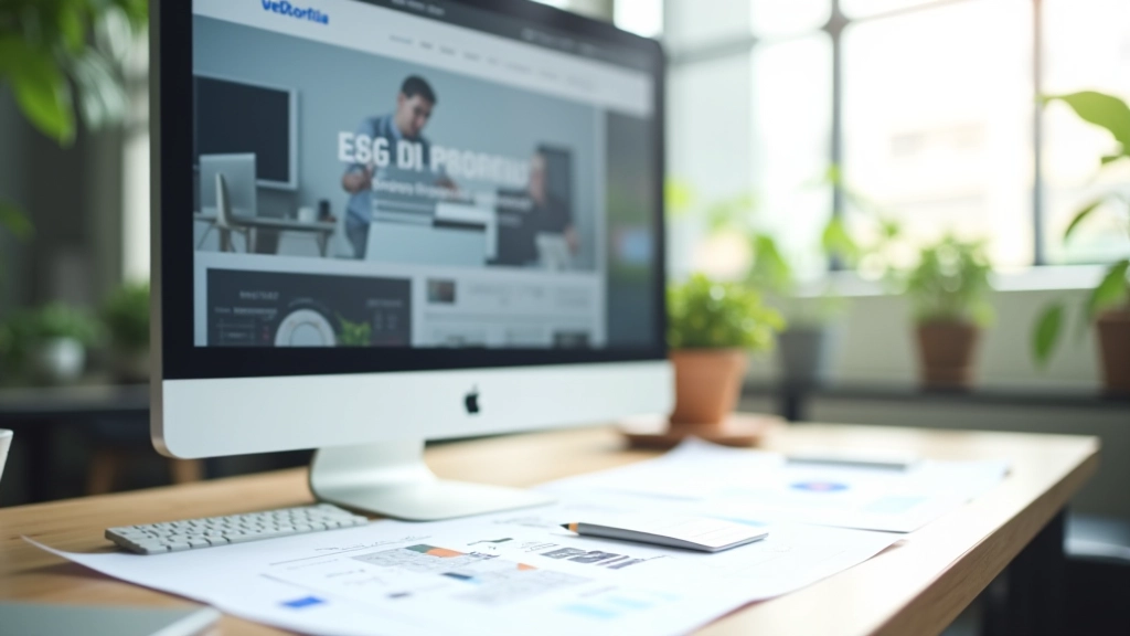 Clean minimalist website design shown on desktop monitor with wireframe sketches and design notes visible