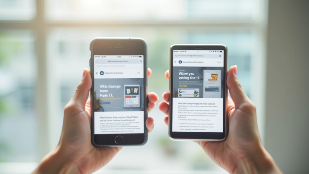 Tablet and smartphone showing a responsive website with different layout configurations for each screen size, displaying content reflow